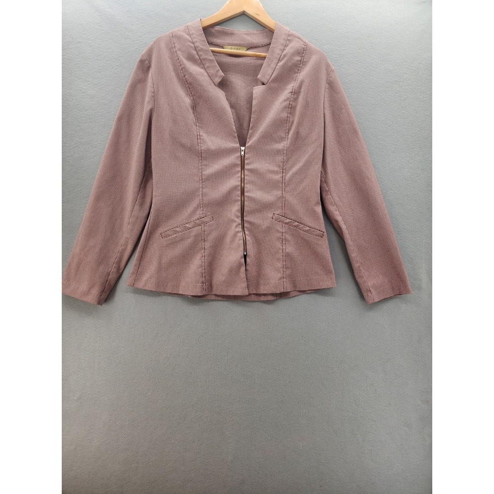 Dazz Mauve Houndstooth Zip Front‎ Blazer Jacket Women 1X Professional Workwear